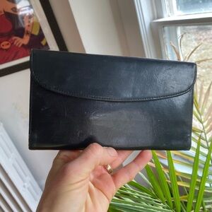 Vintage Coach continental black folded leather wallet for cards and cash